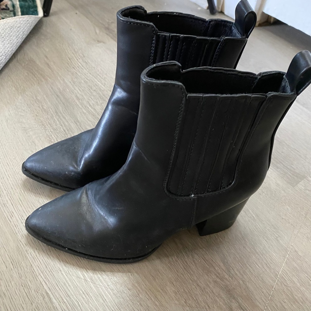 Dream Pairs Ankle Boots Women 5.5 Black Pointed Toe Block Heel Chelsea‎ Booties